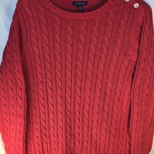 Lands' End Women's Vibrant Red Cable Sweater